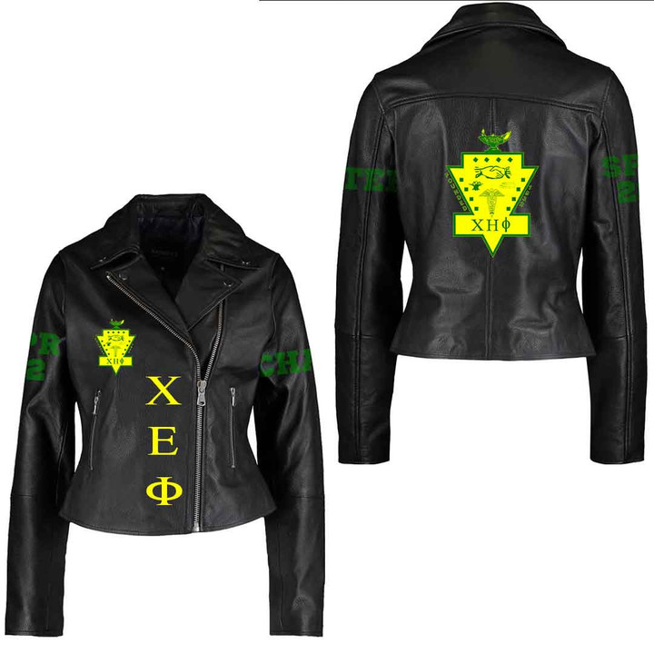 (Custom) Africazone Clothing - Chi Eta Phi Leather Jacket A35