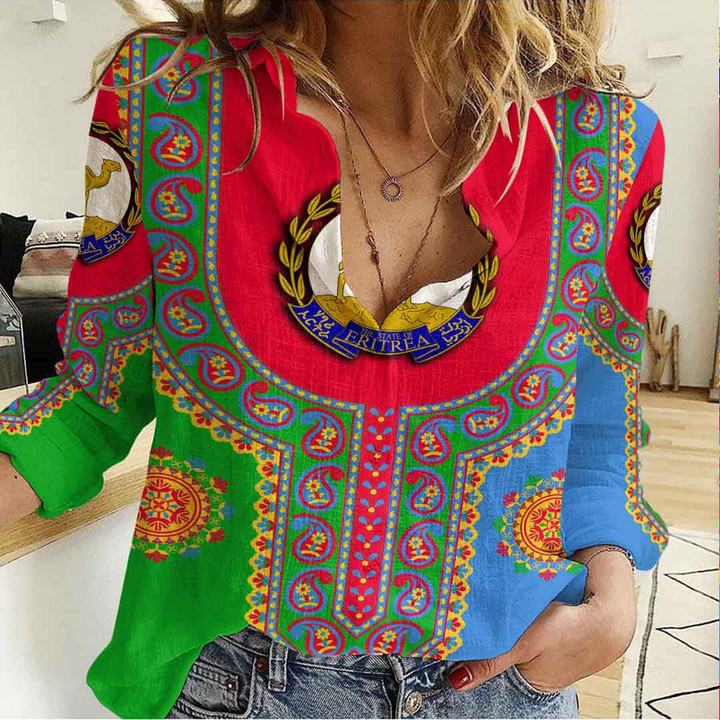 Africa Zone Clothing - Eritrea Dashiki Women's Casual Shirt A35
