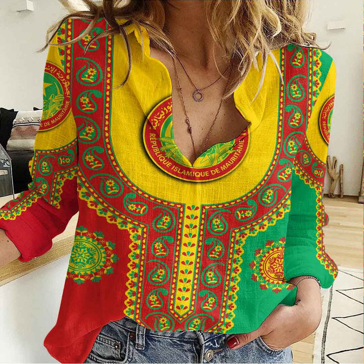 Africa Zone Clothing - Mauritania Dashiki Women's Casual Shirt A35