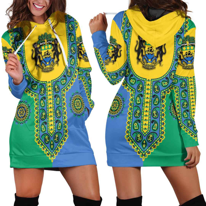 Africa Zone Clothing - Gabon Dashiki Hoodie Dress A35