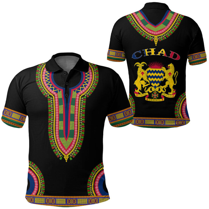 Africa Zone Clothing - Chad Dashiki Polo Shirts A95