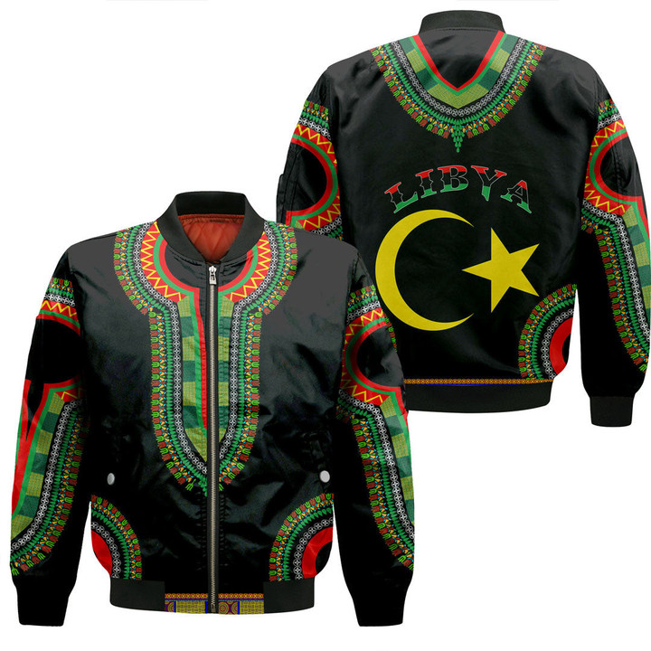 Africa Zone Clothing - Libya Dashiki Sleeve Zip Bomber Jacket A95
