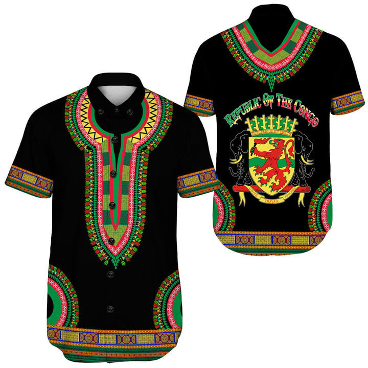 Africa Zone Clothing - Republic Of The Congo Dashiki Short Sleeve Shirt A95