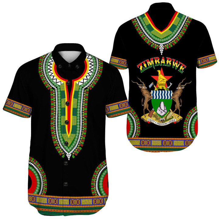 Africa Zone Clothing - Zimbabwe Dashiki Short Sleeve Shirt A95