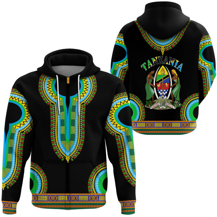 Africa Zone Clothing - Tanzania Dashiki Zip Hoodie A95