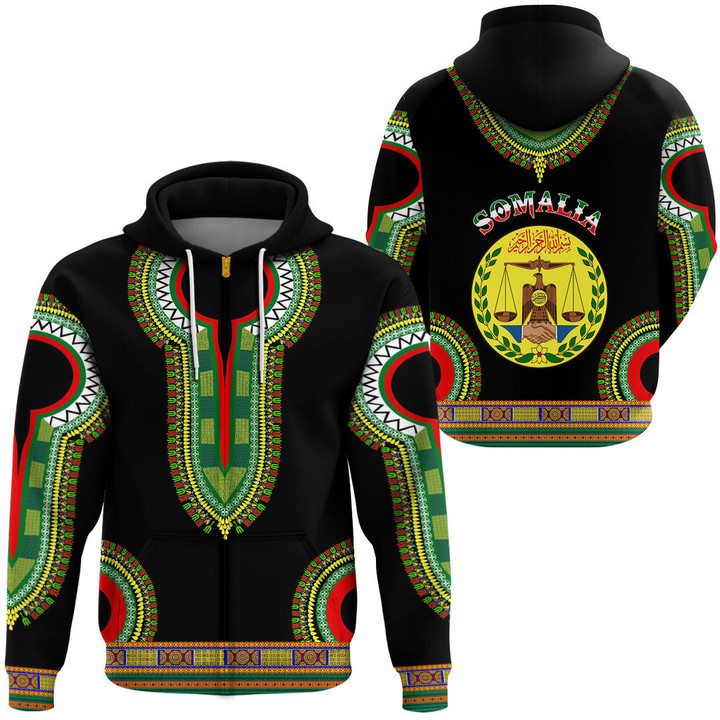 Africa Zone Clothing - Somalia Dashiki Zip Hoodie A95