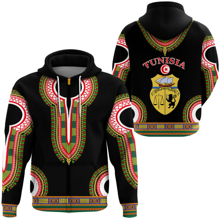 Africa Zone Clothing - Tunisia Dashiki Zip Hoodie A95