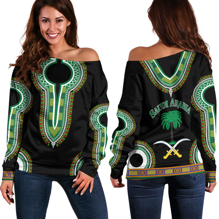 Africa Zone Clothing - Saudi Arabia Dashiki Off Shoulder Sweaters A95