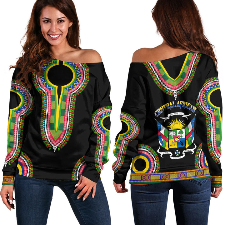 Africa Zone Clothing - Lorem Ipsum Dashiki Off Shoulder Sweaters A95