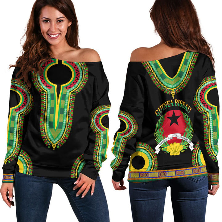 Africa Zone Clothing - Guinea Bissau Dashiki Off Shoulder Sweaters A95