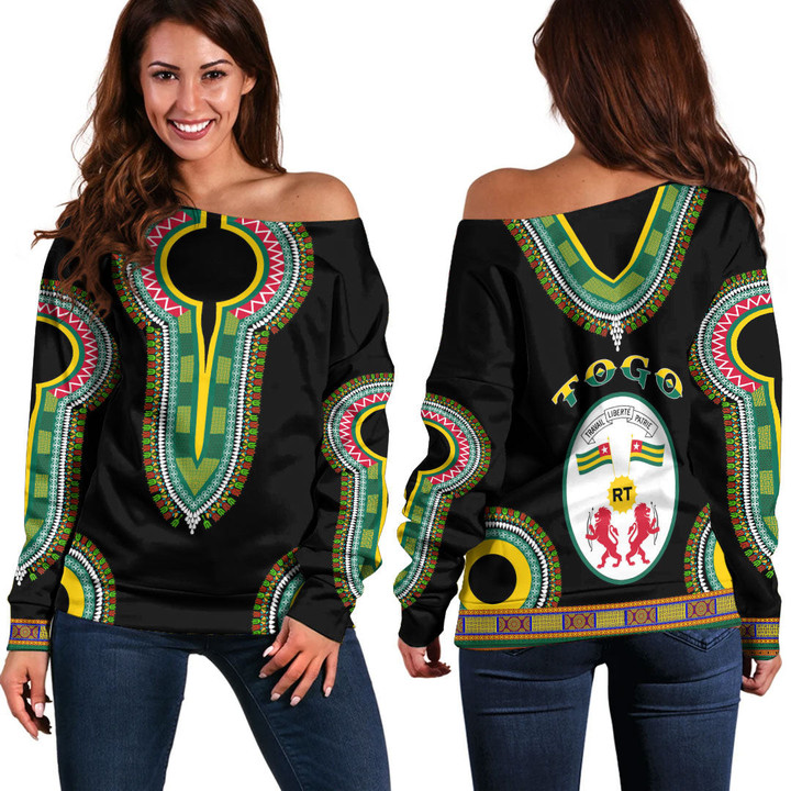 Africa Zone Clothing - Togo Dashiki Off Shoulder Sweaters A95