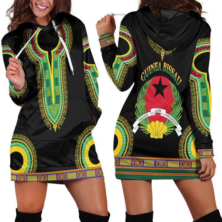 Africa Zone Clothing - Guinea Bissau Dashiki Hoodie Dress A95