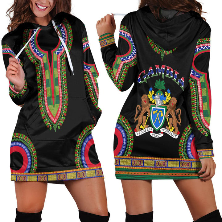 Africa Zone Clothing - Gambia Dashiki Hoodie Dress A95