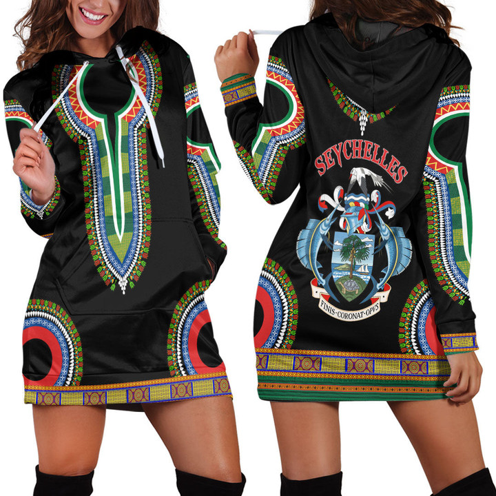 Africa Zone Clothing - Seychelles Dashiki Hoodie Dress A95