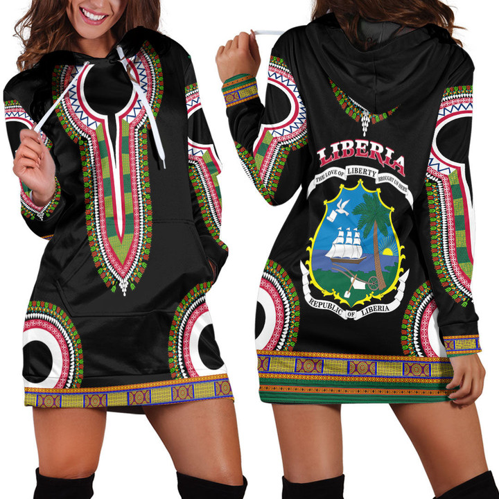 Africa Zone Clothing - Liberia Dashiki Hoodie Dress A95