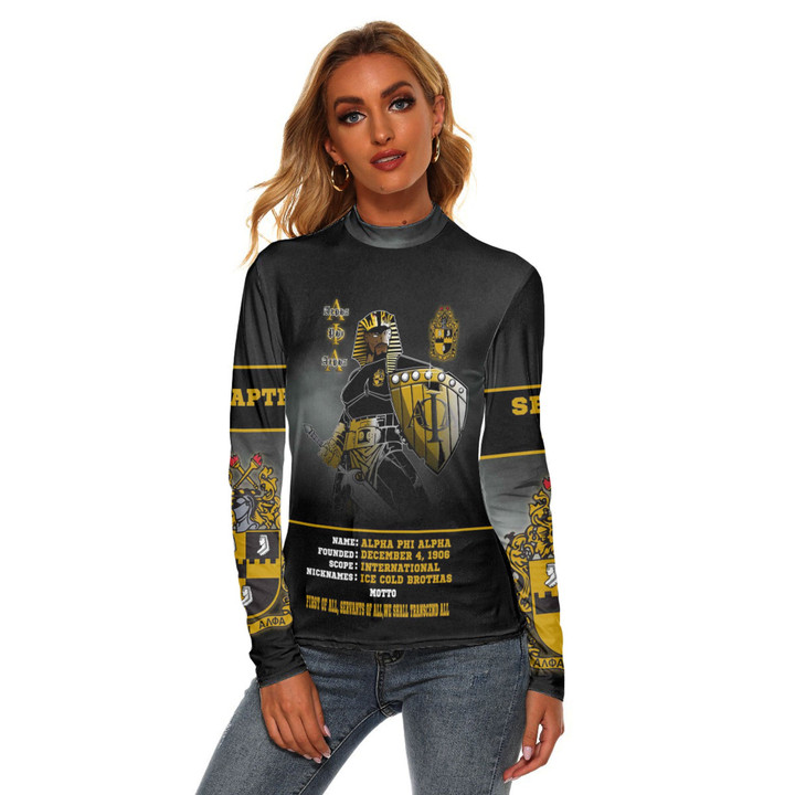 Alpha Phi Alpha Pharaon Motto Women's Stretchable Turtleneck Top A35 | Africa Zone