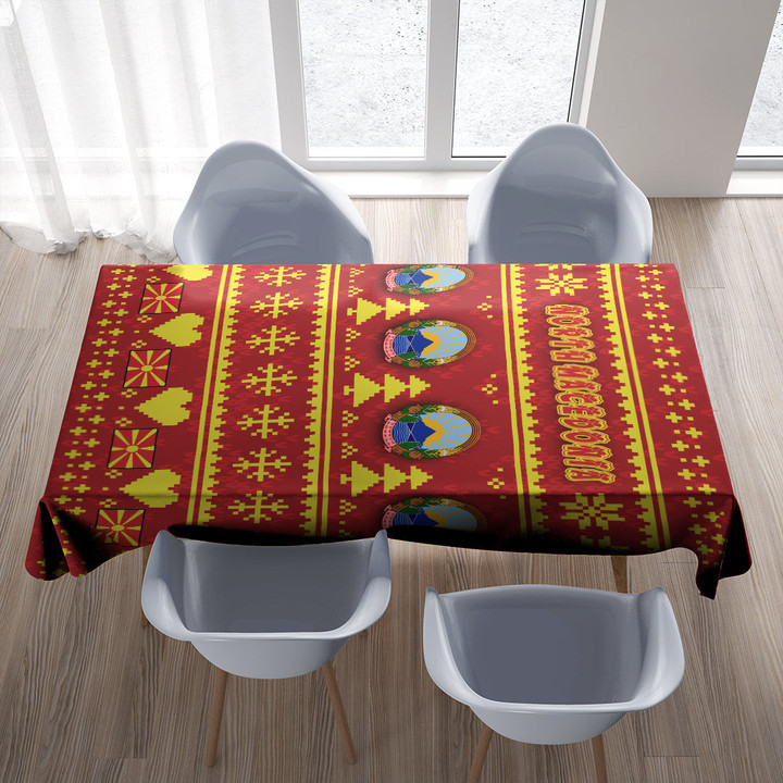 1sttheworld Christmas - North Macedonia Christmas Tablecloth A35