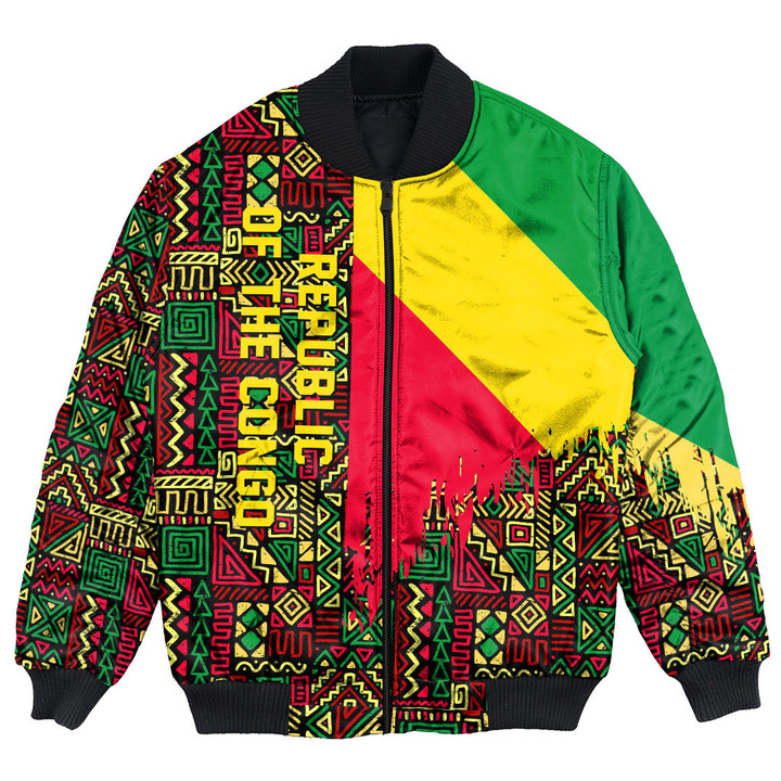 Africa Zone Clothing - Republic of the Congo Bomber Jacket Kente Pattern A94