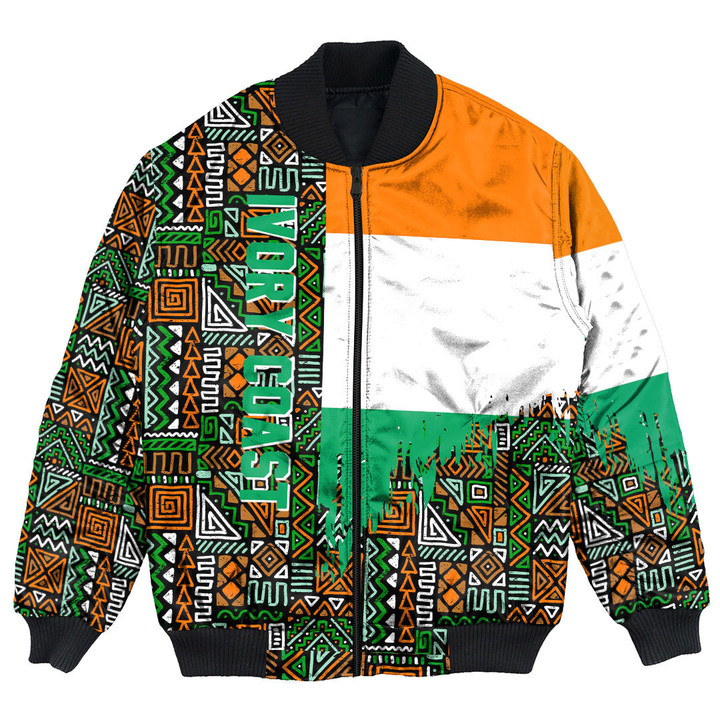 Africa Zone Clothing - Ivory Coast Bomber Jacket Kente Pattern A94