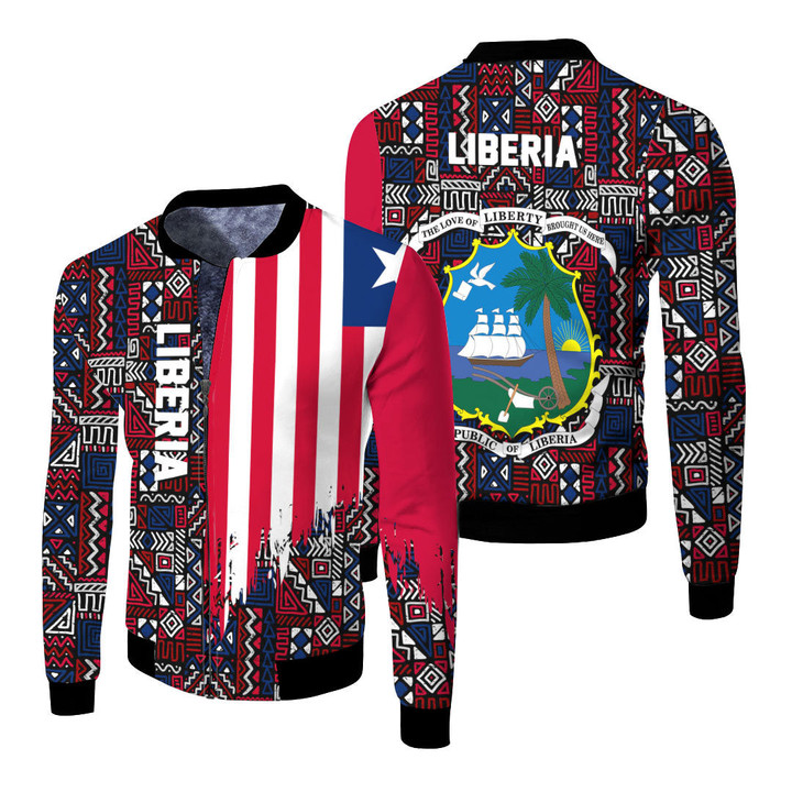 Africa Zone Clothing - Liberia Fleece Winter Jacket Kente Pattern A94