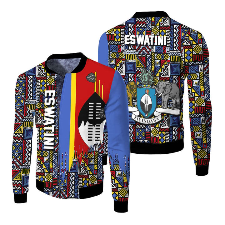 Africa Zone Clothing - Eswatini Fleece Winter Jacket Kente Pattern A94
