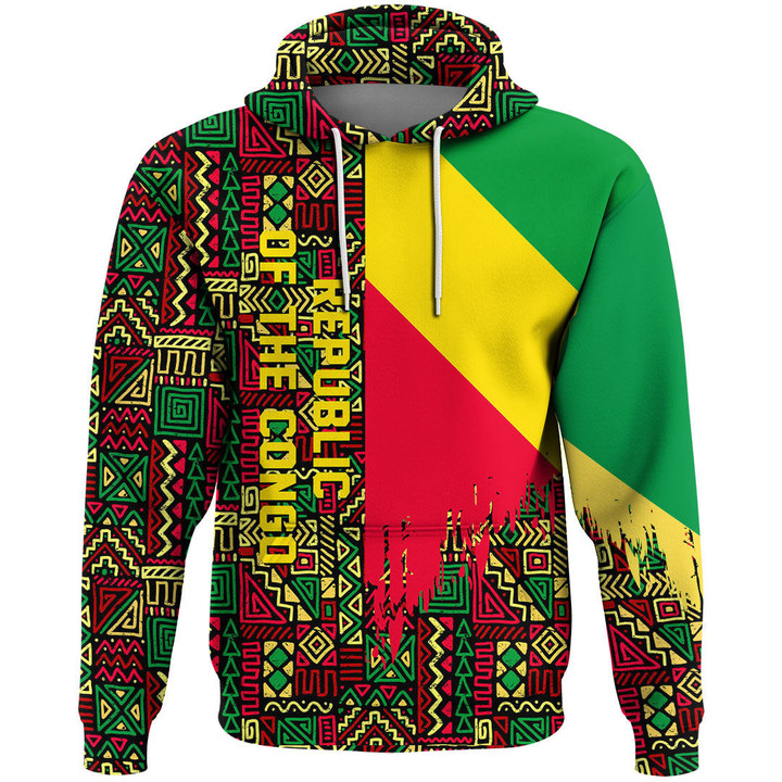 Africa Zone Clothing - Republic of the Congo Kenter Pattern Hoodie A94