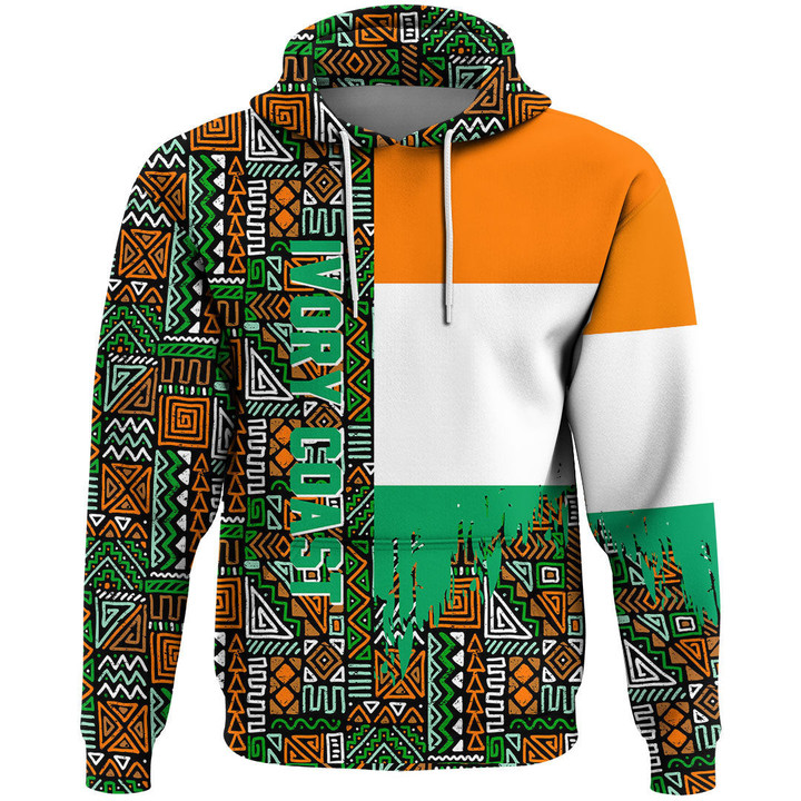 Africa Zone Clothing - Ivory Coast Kenter Pattern Hoodie A94