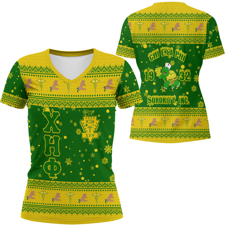 Chi Eta Phi Christmas V-neck T-shirt A31 | Africa Zone