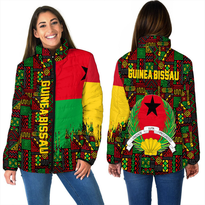 Africa Zone Clothing - Guinea Bissau Women's Padded Jacket Kente Pattern A94