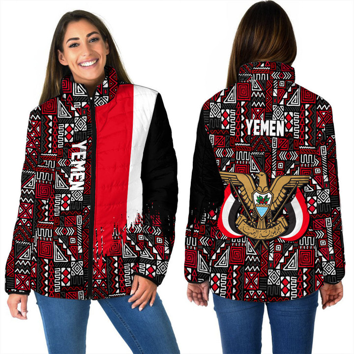 Africa Zone Clothing - Yemen Women's Padded Jacket Kente Pattern A94