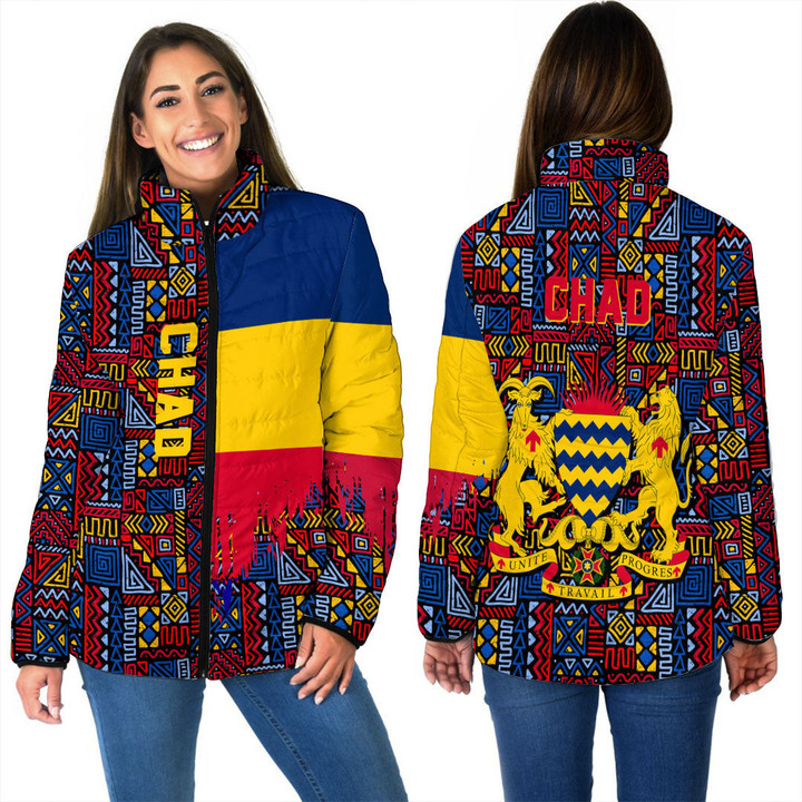 Africa Zone Clothing - Chad Women's Padded Jacket Kente Pattern A94