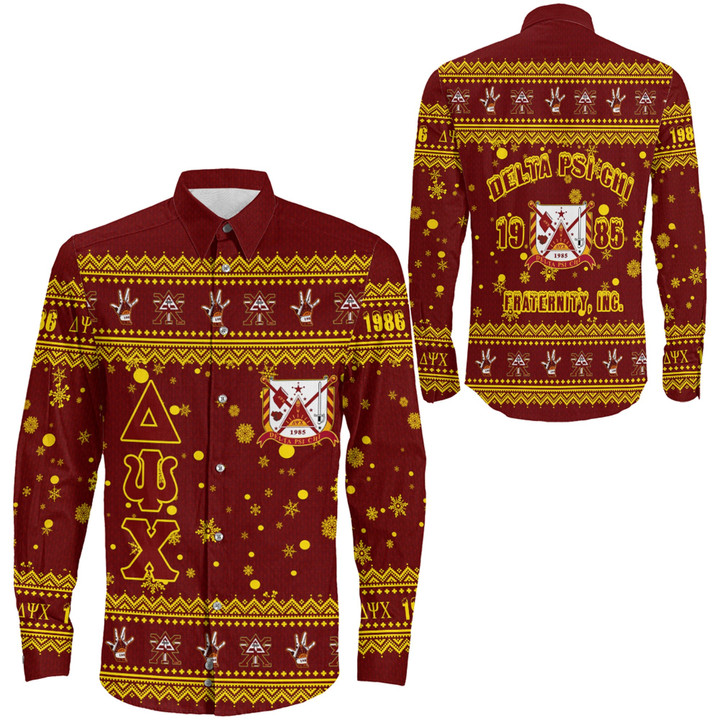 Delta Psi Chi Christmas Long Sleeve Button Shirt A31 | Africa Zone