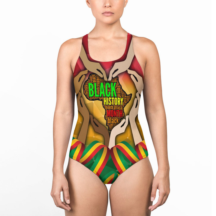 Africazone Clothing - Black History Month Women Low Cut Swimsuit A95 | Africazone