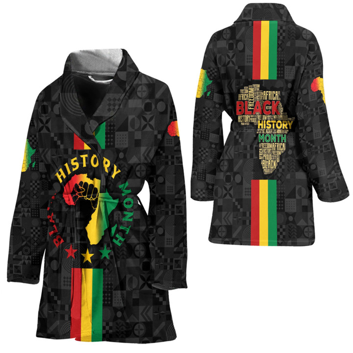 Africazone Clothing - Black History Month Map Bath Robe A95 | Africazone