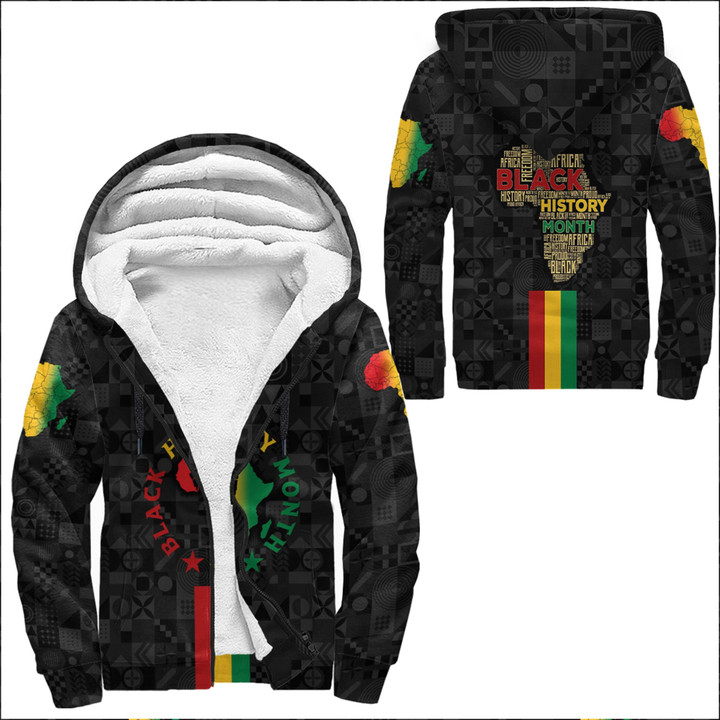 Africazone Clothing - Black History Month Map Sherpa Hoodies A95 | Africazone