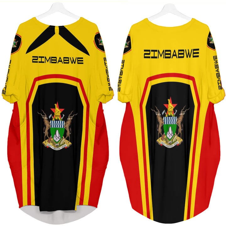 Africa Zone Clothing - Zimbabwe Formula One Batwing Pocket Dress A35