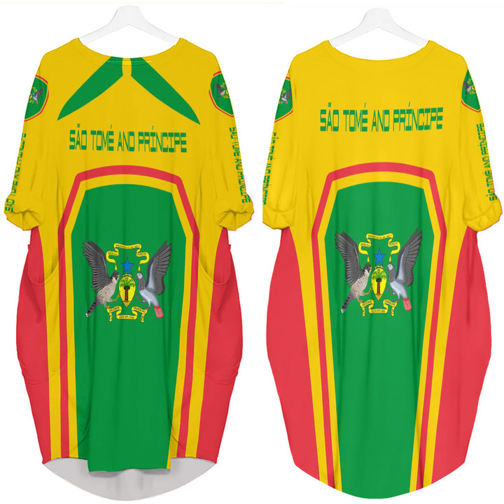 Africa Zone Clothing - São Tomé And Príncipe Formula One Batwing Pocket Dress A35