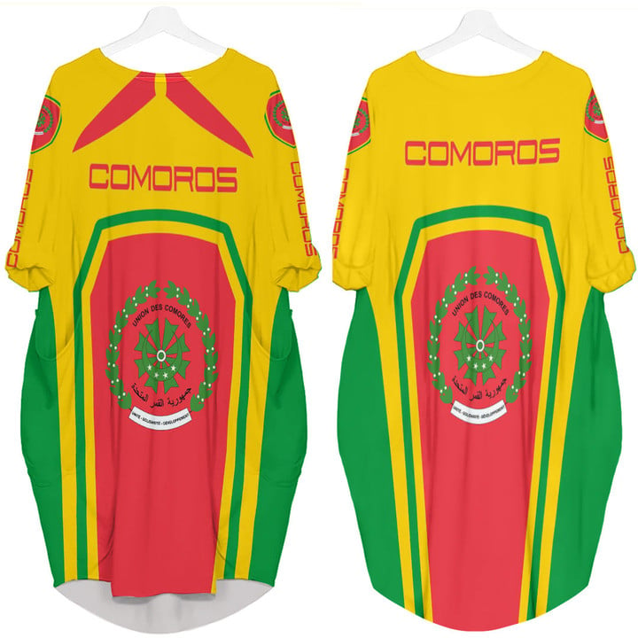 Africa Zone Clothing - Comoros Formula One Batwing Pocket Dress A35