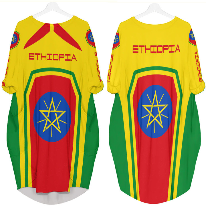 Africa Zone Clothing - Ethiopia  Formula One Batwing Pocket Dress A35