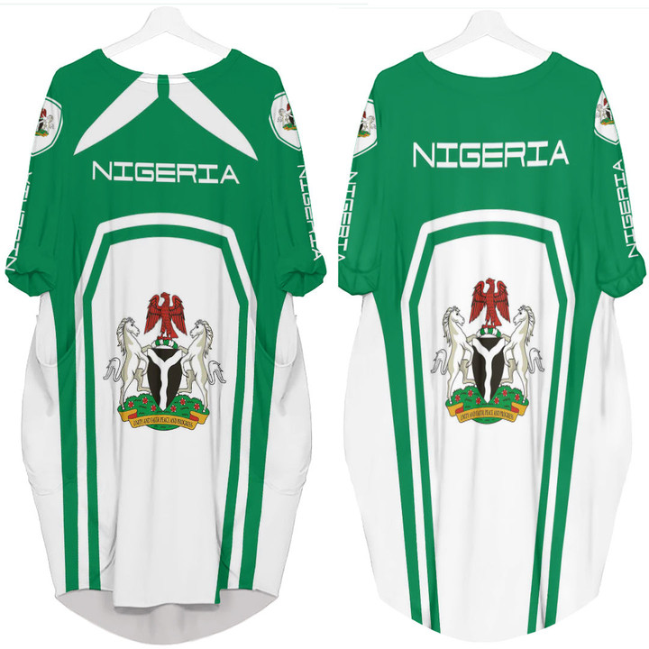 Africa Zone Clothing - Nigeria Formula One Batwing Pocket Dress A35