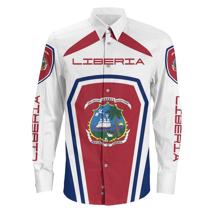 Africa Zone Clothing - Liberia Formula One Long Sleeve Button Shirt A35