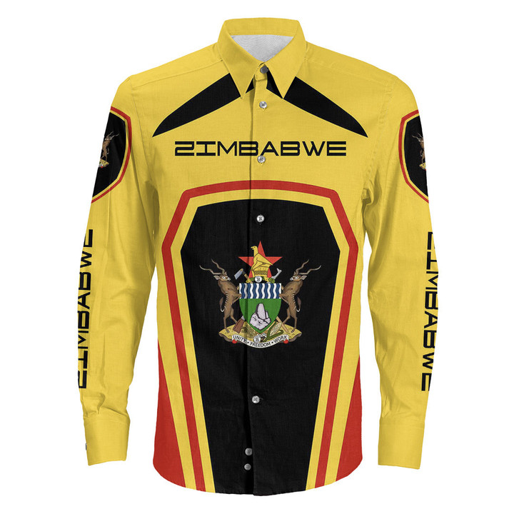 Africa Zone Clothing - Zimbabwe Formula One Long Sleeve Button Shirt A35