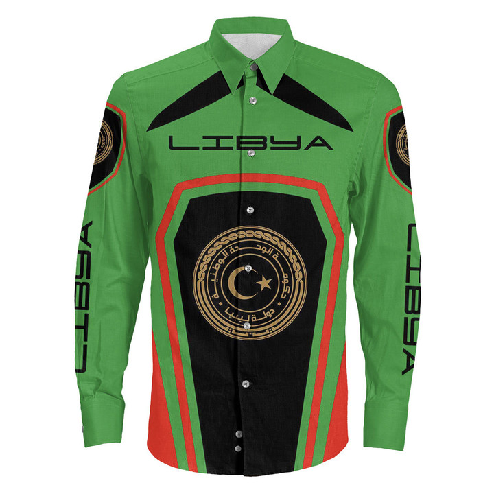 Africa Zone Clothing - Libya Formula One Long Sleeve Button Shirt A35