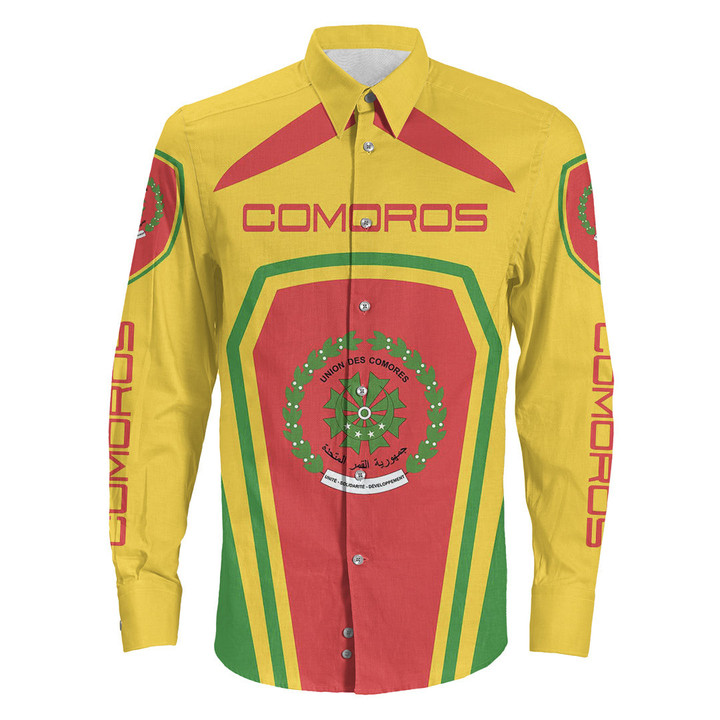 Africa Zone Clothing - Comoros Formula One Long Sleeve Button Shirt A35