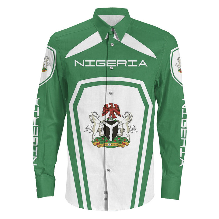 Africa Zone Clothing - Nigeria Formula One Long Sleeve Button Shirt A35