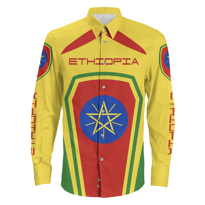 Africa Zone Clothing - Ethiopia  Formula One Long Sleeve Button Shirt A35