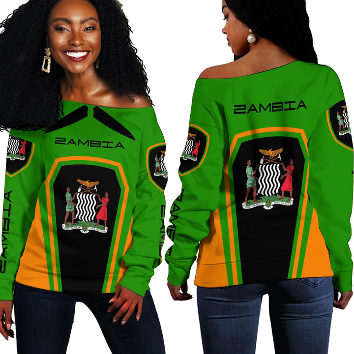 Africa Zone Clothing - Zambia Women's Off Shoulder Sweaters A35