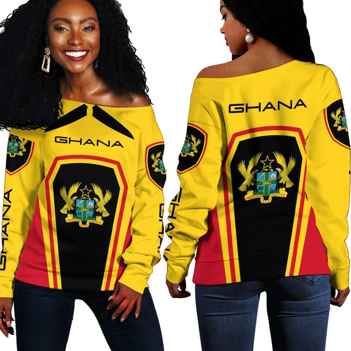Africa Zone Clothing - Ghana Women's Off Shoulder Sweaters A35