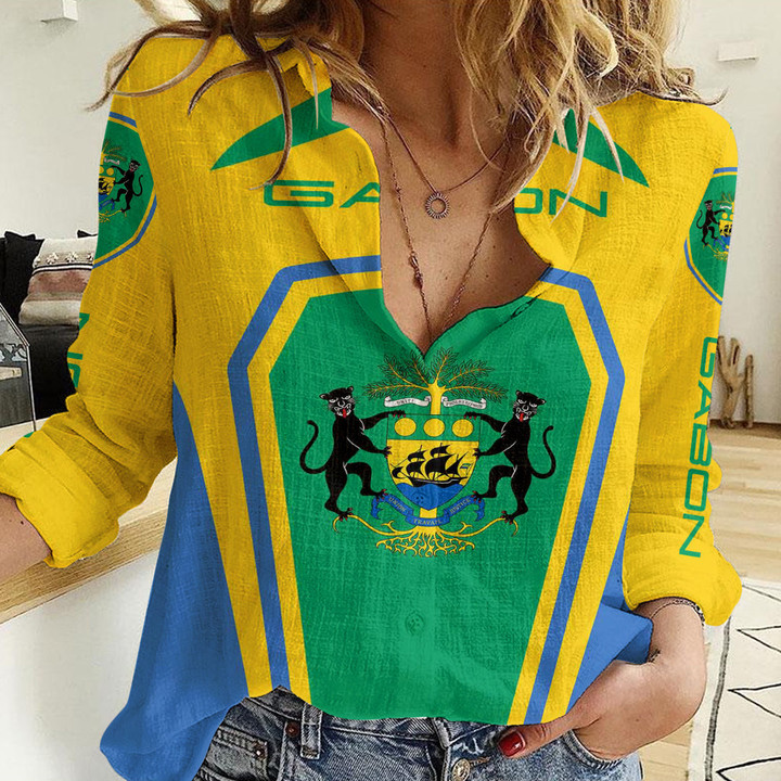 Africa Zone Clothing - Gabon Formula One Women's Casual Shirt A35