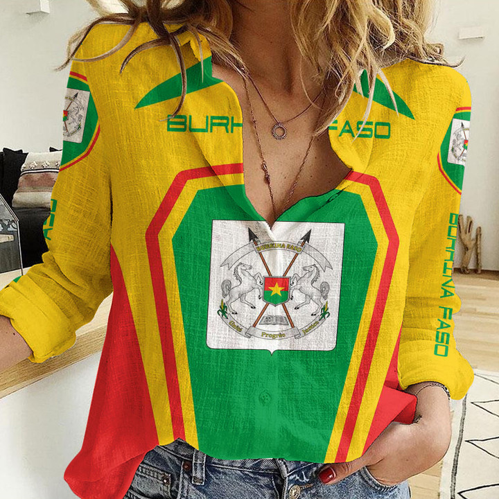 Africa Zone Clothing - Burkina Faso Formula One Women's Casual Shirt A35